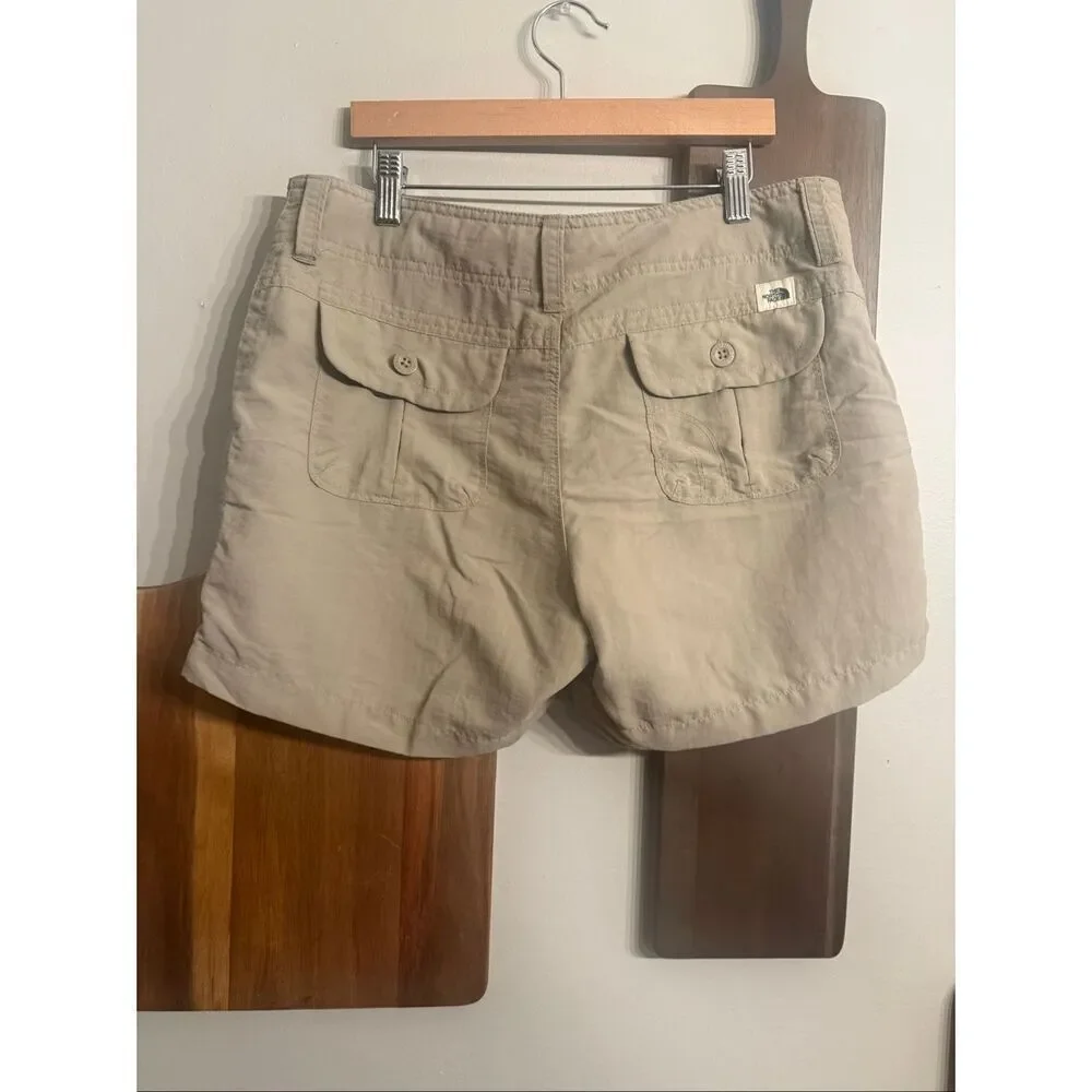 The North Face Beige Stretch Hiking Outdoor Pockets Nylon Cargo Shorts Size‎ 8